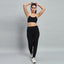 Strap Halter Sports Bra & Back Dip Black Leggings Set