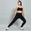 Strap Halter Sports Bra & Back Dip Black Leggings Set