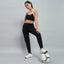 Strap Halter Sports Bra & Back Dip Black Leggings Set